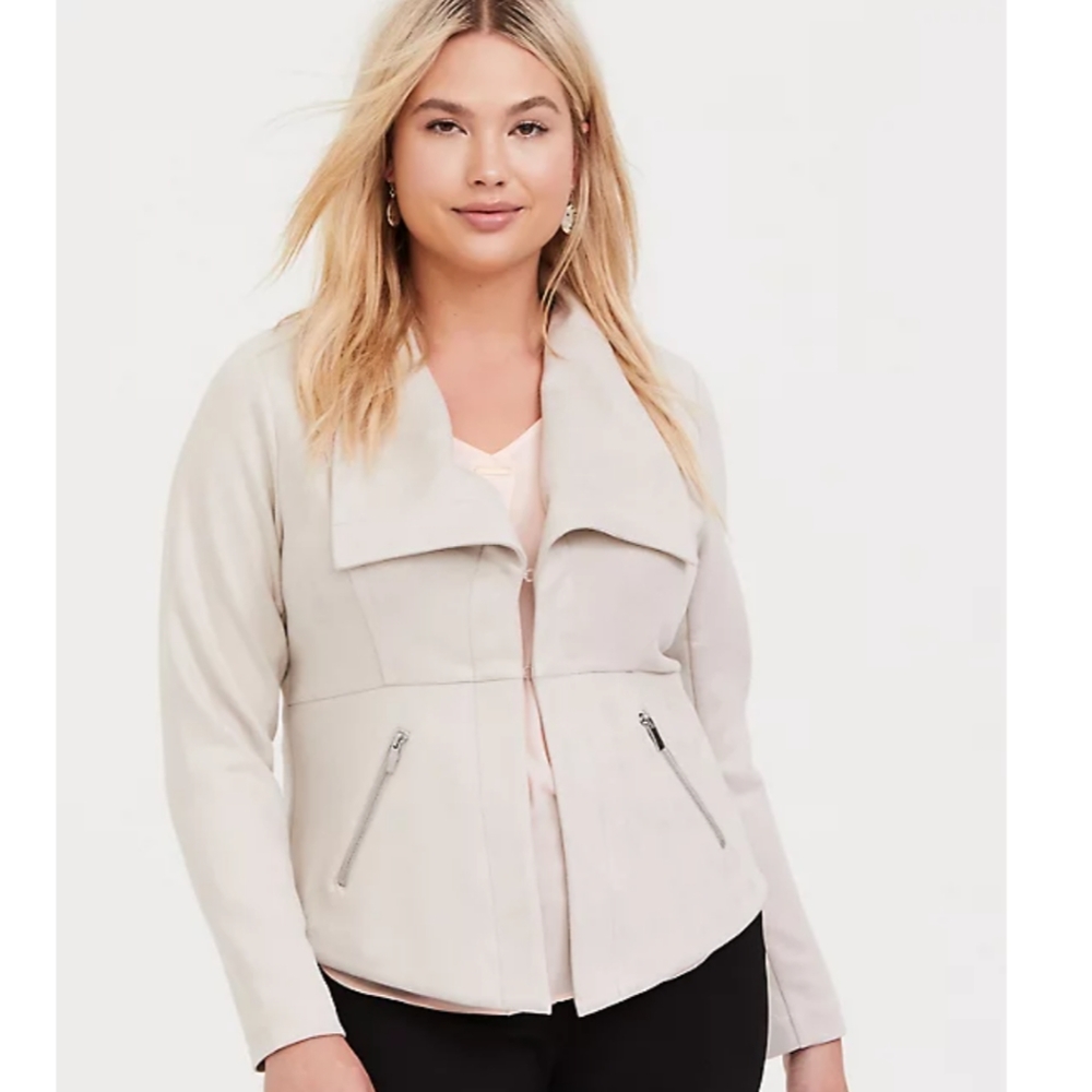 Torrid Ivory Faux Suede Jacket Size 2